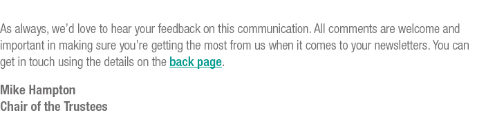 As always, we’d love to hear your feedback on this communication. All comments are welcome and important in making su...