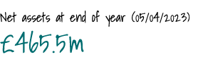 Net assets at end of year (05/04/2023) £465.5m