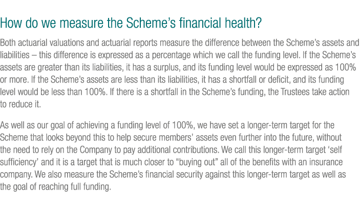 How do we measure the Scheme’s financial health? Both actuarial valuations and actuarial reports measure the differen...