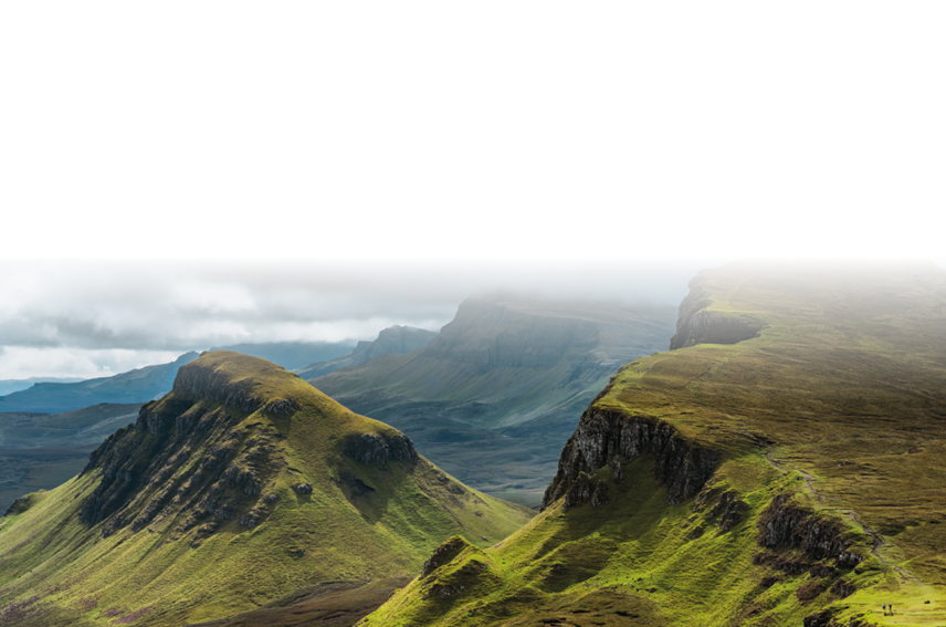 View of Quiraing, Isle of Skye, Scotland on summer time