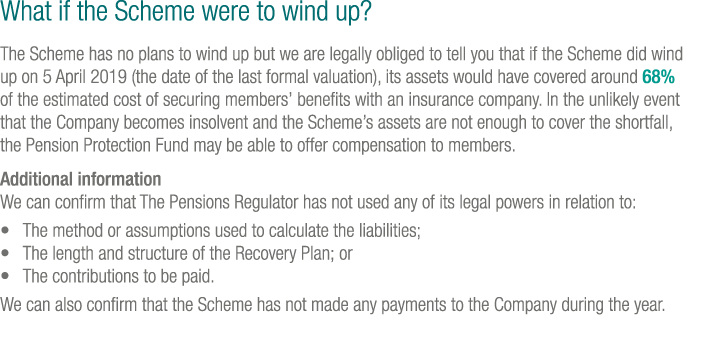 What if the Scheme were to wind up  The Scheme has no plans to wind up but we are legally obliged to tell you that if   