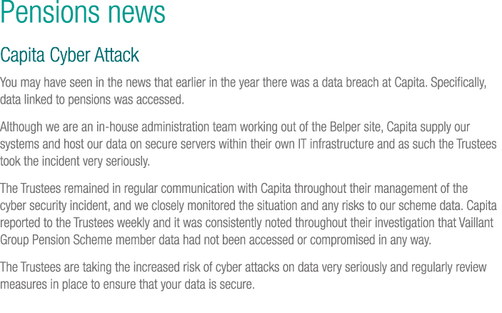Pensions news Capita Cyber Attack You may have seen in the news that earlier in the year there was a data breach at C...