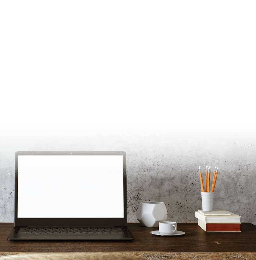 Workspace with mock up laptop