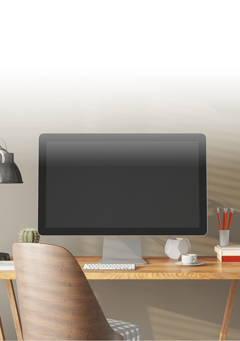 Workspace with mock up computer screen