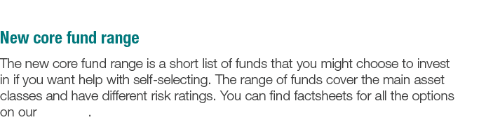 New core fund range The new core fund range is a short list of funds that you might choose to invest in if you want h   