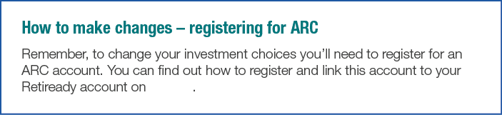 How to make changes   registering for ARC Remember  to change your investment choices you ll need to register for an    