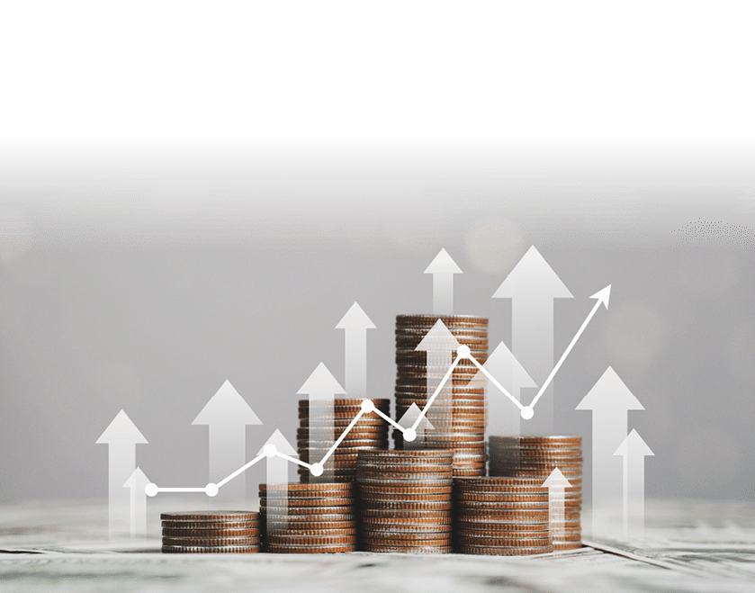 stack of silver coins with trading chart in financial concepts and financial investment business stock growth